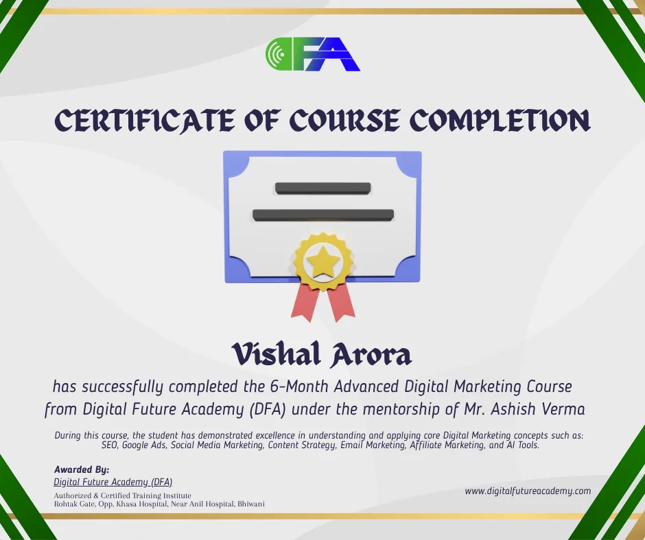 Course Completion Certificate – Digital Future Academy