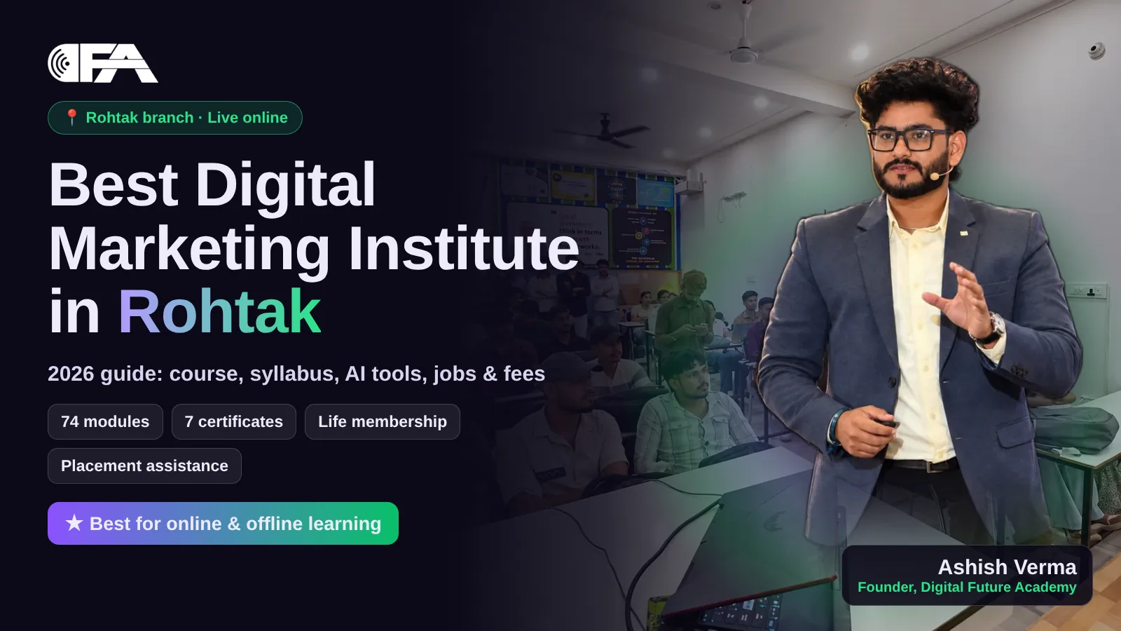 Smart classroom at Digital Future Academy for digital marketing classes