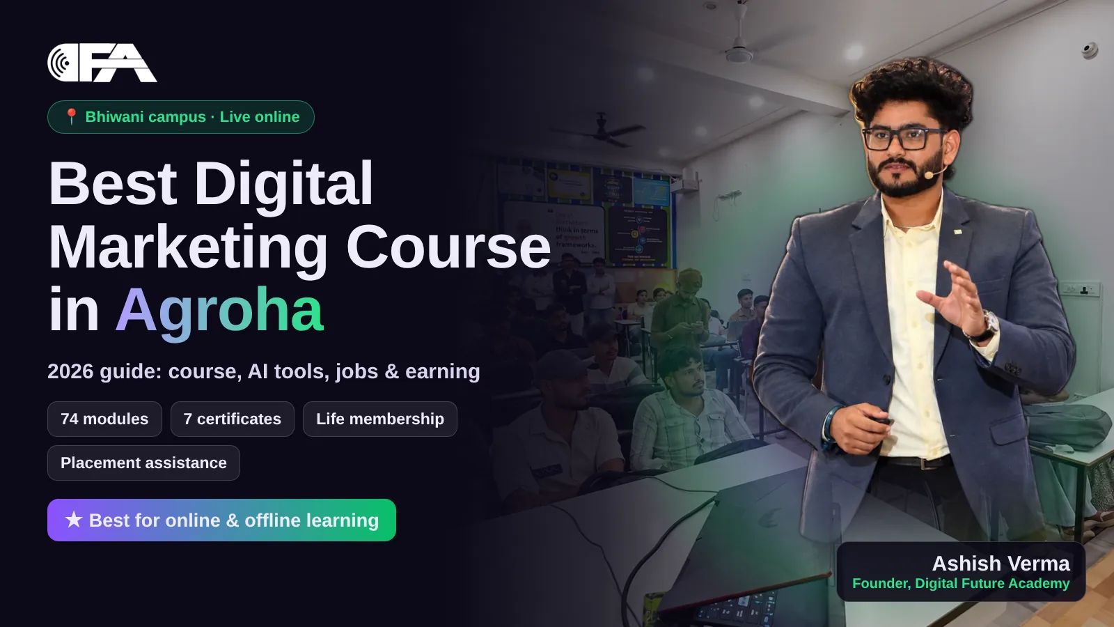 Digital marketing class at Digital Future Academy for Agroha students