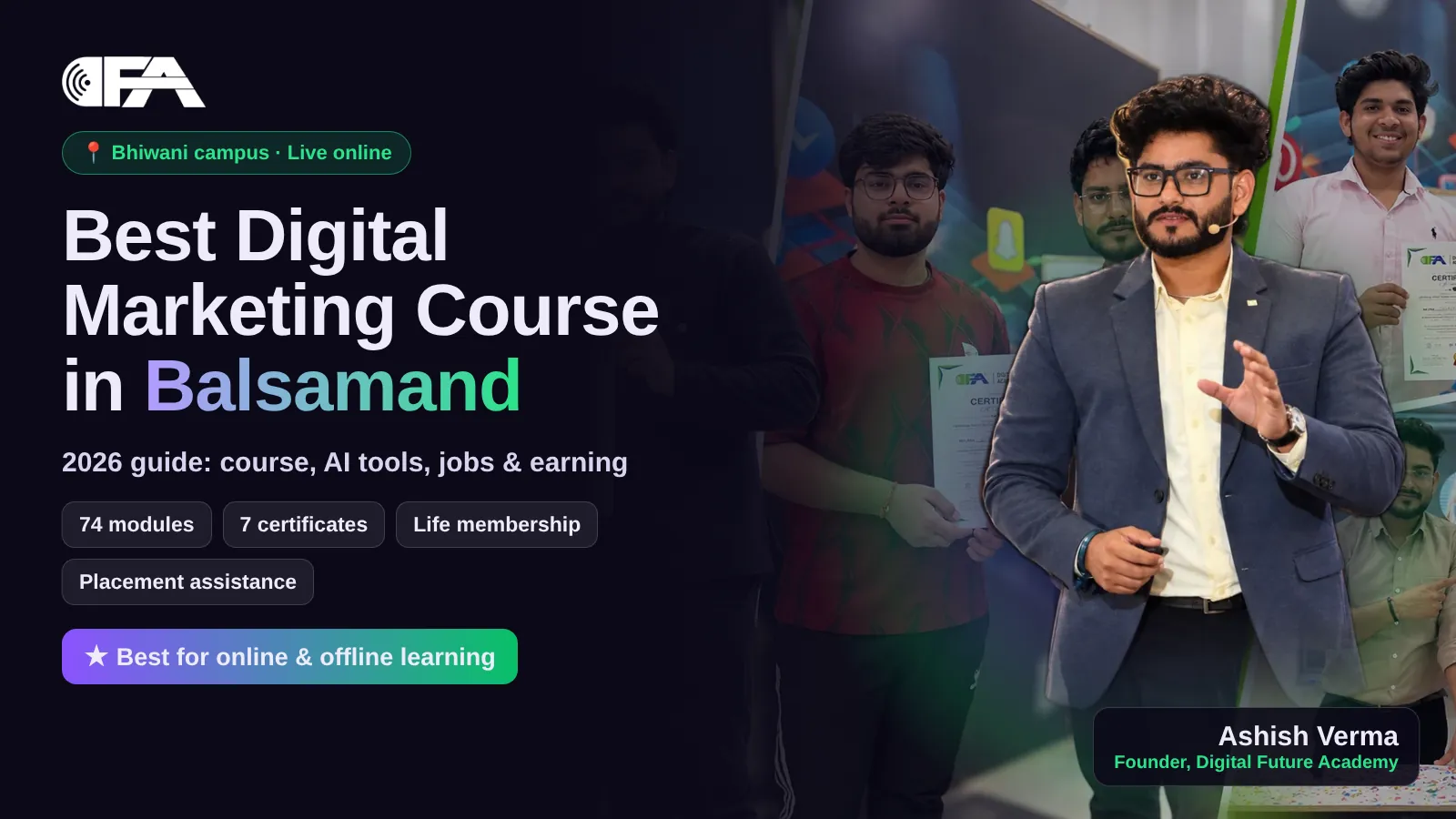 Digital marketing class at Digital Future Academy for Balsamand students