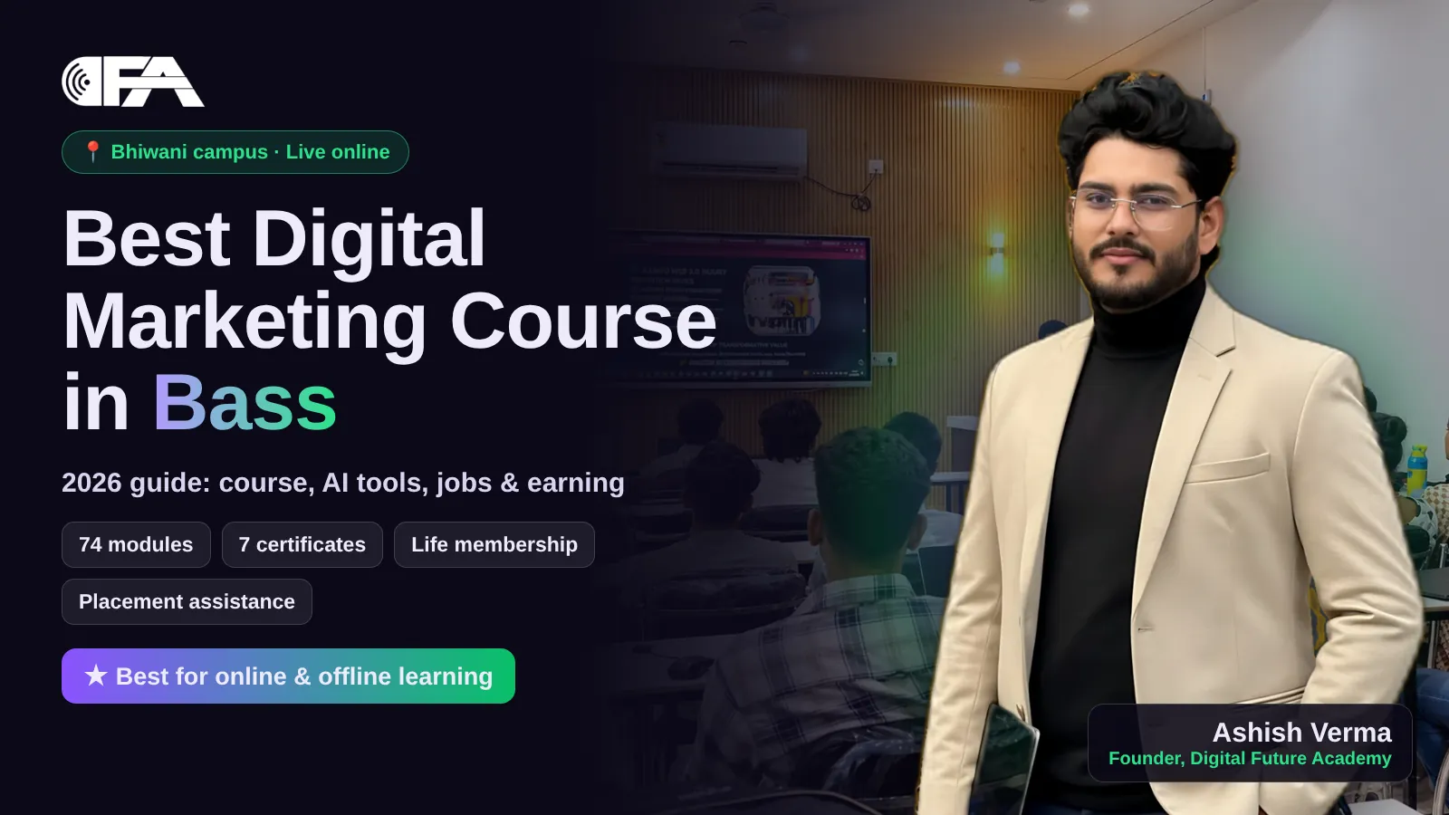 Digital marketing class at Digital Future Academy for Bass students