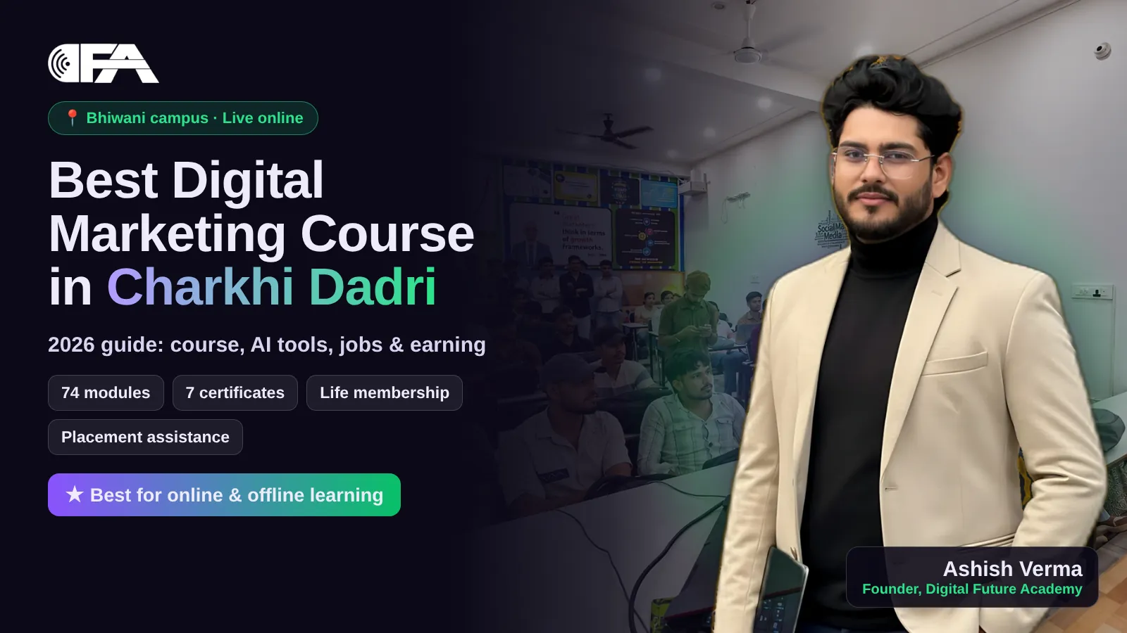 Digital marketing class at Digital Future Academy for Charkhi Dadri students