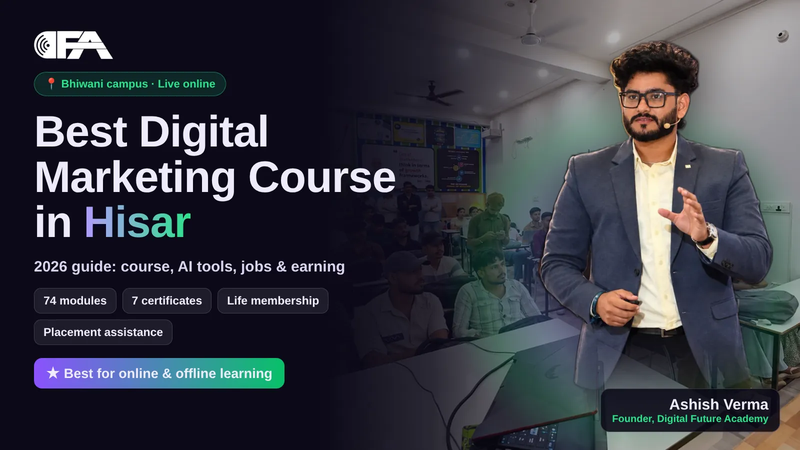 Digital marketing class at Digital Future Academy for Hisar students