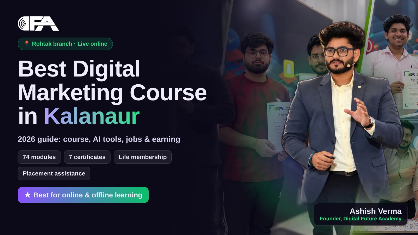 Digital marketing class at Digital Future Academy for Kalanaur students