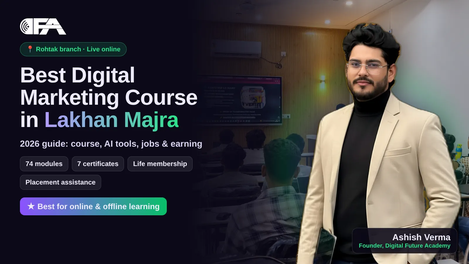Digital marketing class at Digital Future Academy for Lakhan Majra students