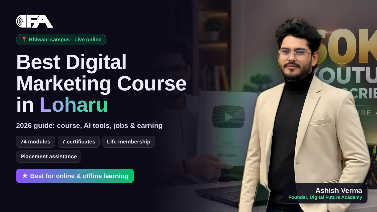 Digital marketing class at Digital Future Academy for Loharu students