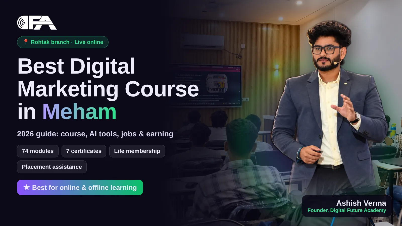 Digital marketing class at Digital Future Academy for Meham students