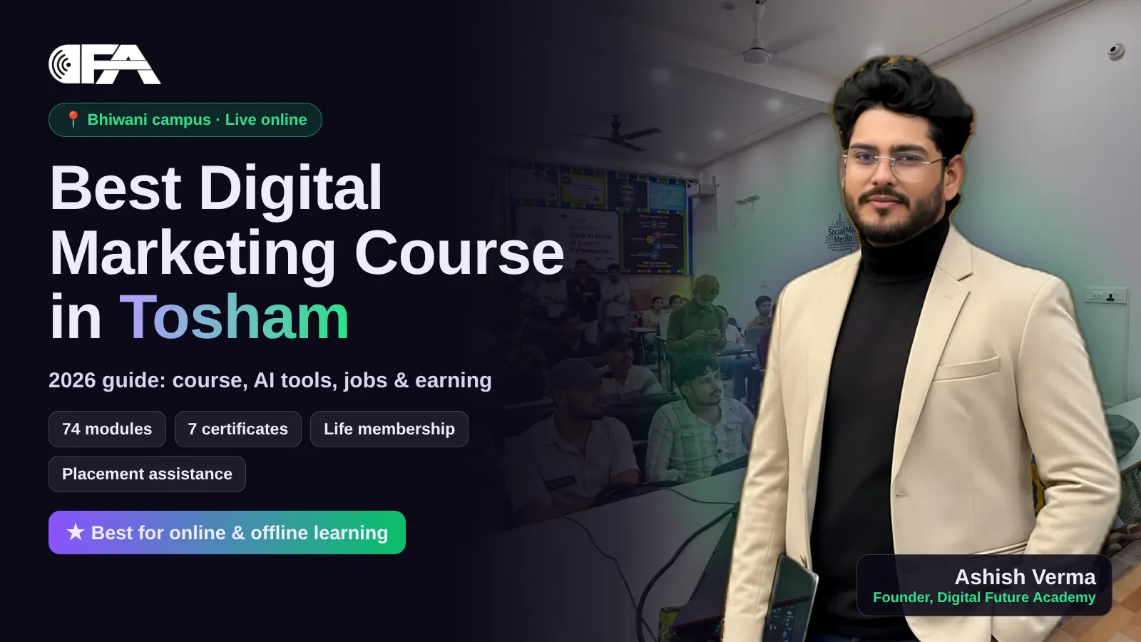 Digital marketing class at Digital Future Academy for Tosham students