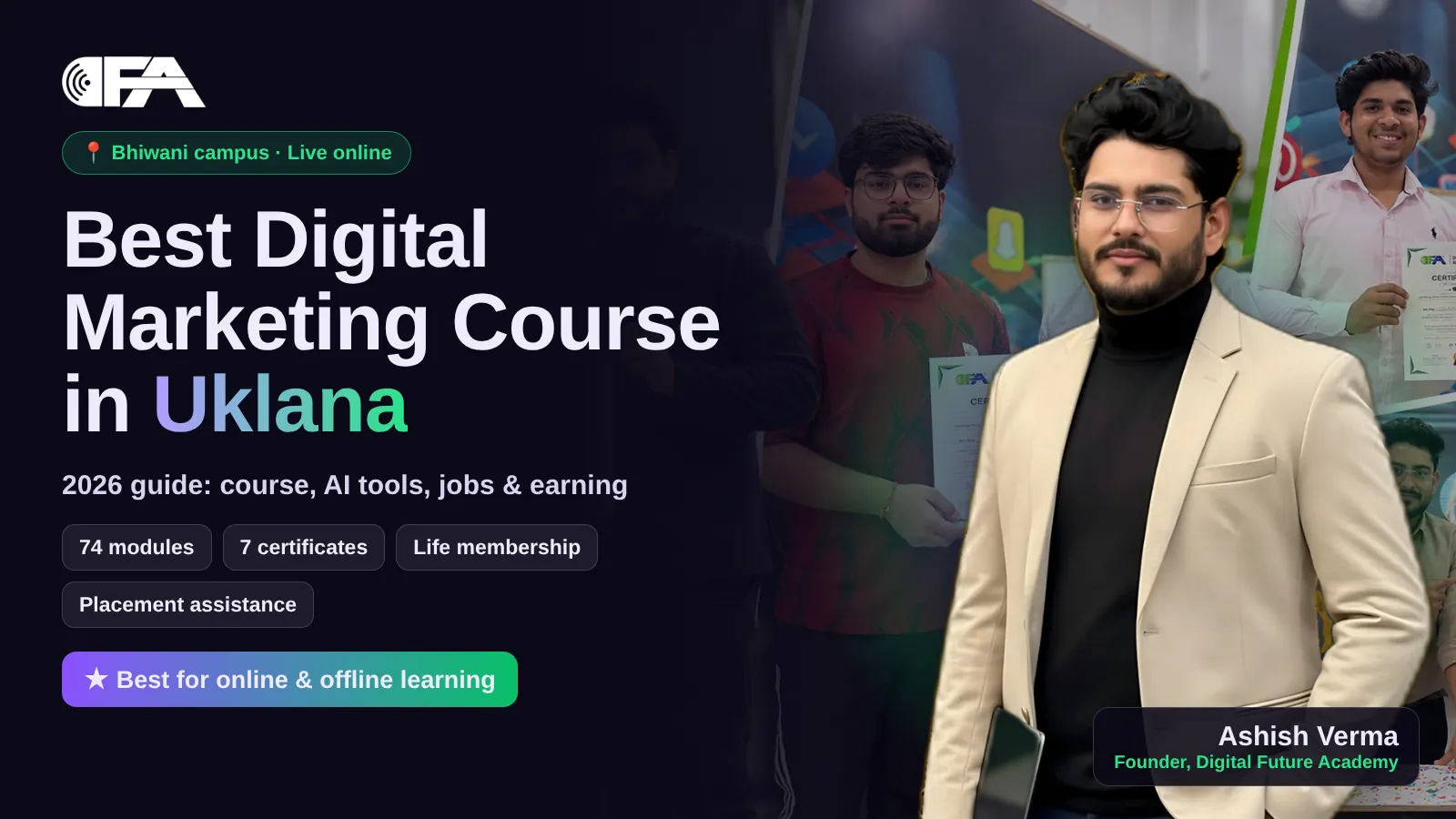 Digital marketing class at Digital Future Academy for Uklana students